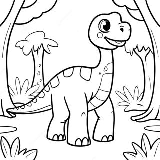 Cute Brachiosaurus In A Forest Coloring Page 26007-23880