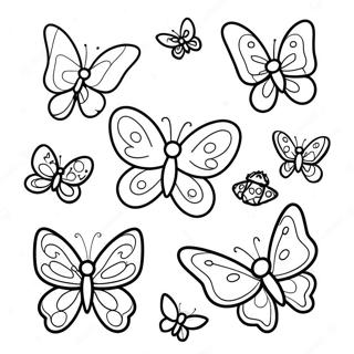 Colorful Butterflies In Flight Coloring Page 26017-23888