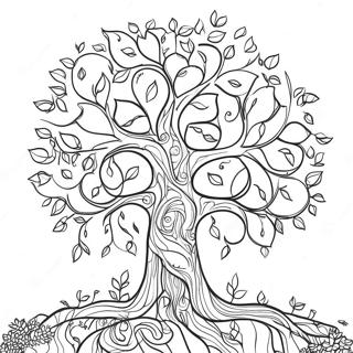 Colorful Family Tree With Leaves Coloring Page 26047-23909