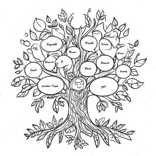 Colorful Family Tree With Leaves Coloring Page 26047-23910