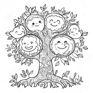 Colorful Family Tree With Leaves Coloring Page 26047-23912