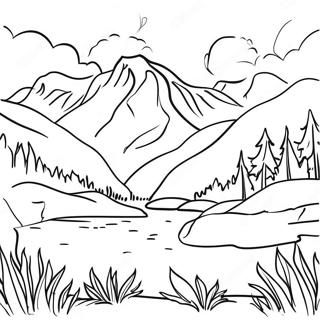 Realistic Mountain Landscape Coloring Page 26066-23922