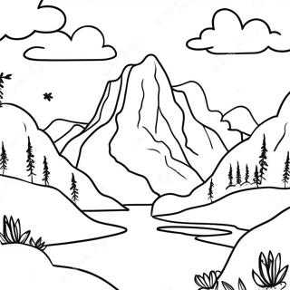 Realistic Mountain Landscape Coloring Page 26066-23923