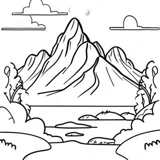 Realistic Mountain Landscape Coloring Page 26066-23924