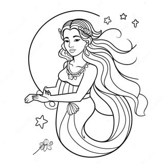 Elegant Moon Goddess With Stars Coloring Page 26087-23941