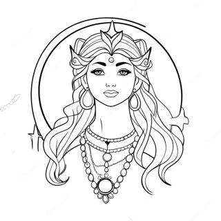 Elegant Moon Goddess With Stars Coloring Page 26087-23943