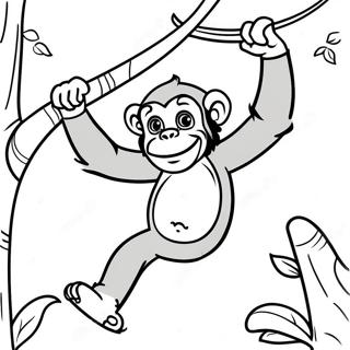 Playful Chimpanzee Swinging From Tree Coloring Page 26097-23951