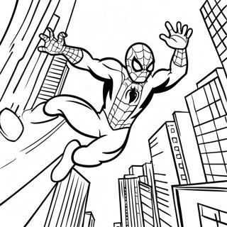 Spider Man Swinging Through City Coloring Page 26117-23965