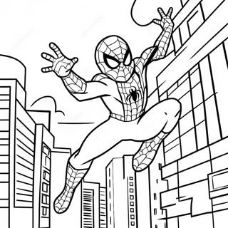 Spider Man Swinging Through City Coloring Page 26117-23967