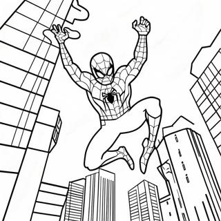 Spider Man Swinging Through City Coloring Page 26117-23968