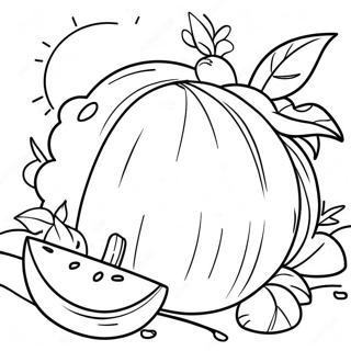 Bright Sunny Day With Melons Coloring Page 26137-23981