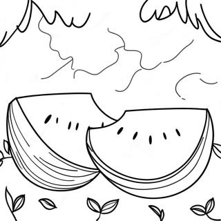 Bright Sunny Day With Melons Coloring Page 26137-23982