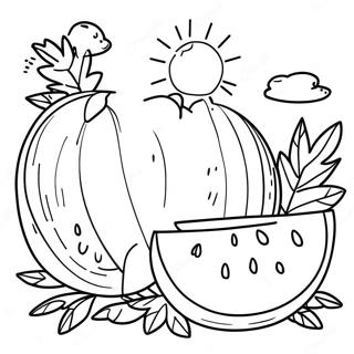 Bright Sunny Day With Melons Coloring Page 26137-23983