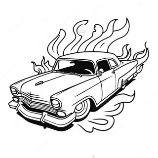 Classic Chicano Lowrider With Flames Coloring Page 26147-23989