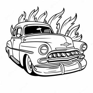 Classic Chicano Lowrider With Flames Coloring Page 26147-23990