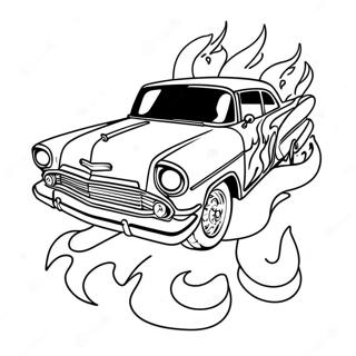 Classic Chicano Lowrider With Flames Coloring Page 26147-23991