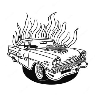 Classic Chicano Lowrider With Flames Coloring Page 26147-23992