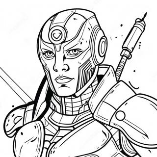 Futuristic Cyborg Warrior Coloring Page 26207-24038