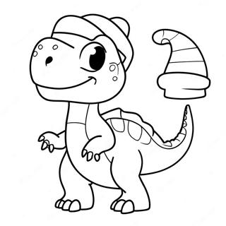 Festive Dinosaur With Santa Hat Coloring Page 2633-2151