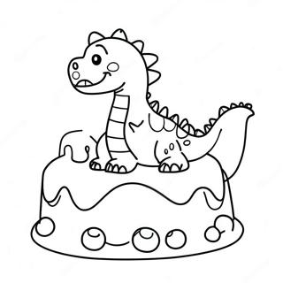 Cute Dinosaur Birthday Cake Coloring Page 26363-24149