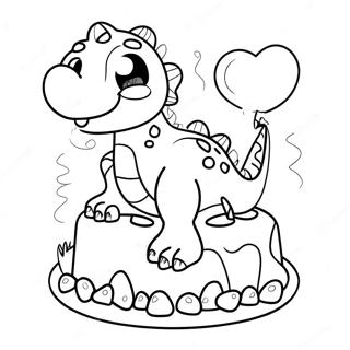 Cute Dinosaur Birthday Cake Coloring Page 26363-24150