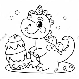 Cute Dinosaur Birthday Cake Coloring Page 26363-24152