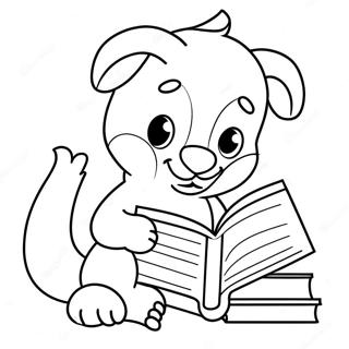 Cute Animals Reading Coloring Page 26423-24200