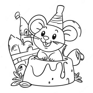 Adorable Mouse In A Cheese Castle Coloring Page 26433-24205