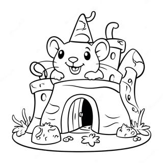 Adorable Mouse In A Cheese Castle Coloring Page 26433-24206