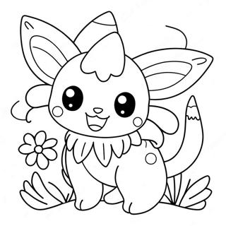 Cute Vaporeon With Flowers Coloring Page 26443-24213