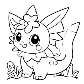 Cute Vaporeon With Flowers Coloring Page 26443-24214