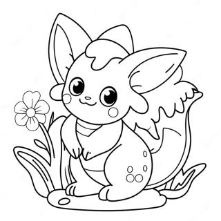 Cute Vaporeon With Flowers Coloring Page 26443-24215