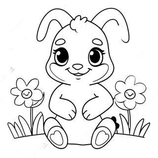 Cute Bonnie With Flowers Coloring Page 26473-24240