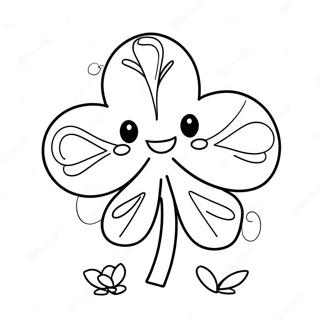 Cute Shamrock With Smiling Face Coloring Page 26503-24261