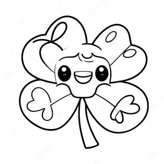 Cute Shamrock With Smiling Face Coloring Page 26503-24262