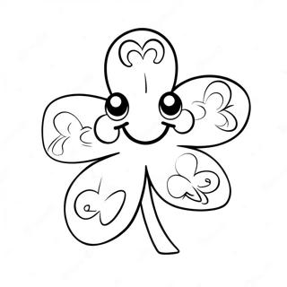 Cute Shamrock With Smiling Face Coloring Page 26503-24263