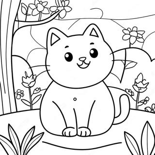 Nature Cat In A Colorful Garden Coloring Page 26513-24269