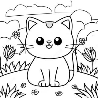 Nature Cat In A Colorful Garden Coloring Page 26513-24270