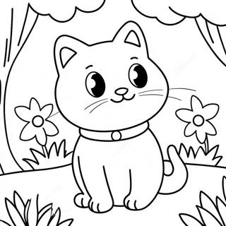 Nature Cat In A Colorful Garden Coloring Page 26513-24271