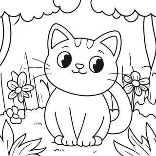 Nature Cat In A Colorful Garden Coloring Page 26513-24272