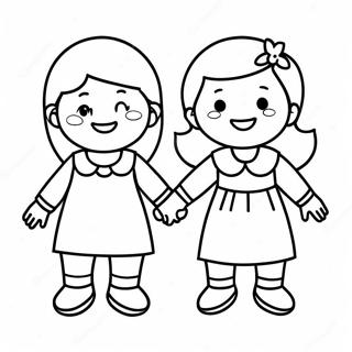 Happy Little People Holding Hands Coloring Page 26523-24278