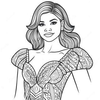 Zendaya In Sparkly Dress Coloring Page 26543-24296