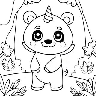 Cute Unicorn Panda In A Magical Forest Coloring Page 26553-24301