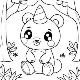 Cute Unicorn Panda In A Magical Forest Coloring Page 26553-24302