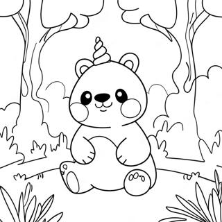 Cute Unicorn Panda In A Magical Forest Coloring Page 26553-24303