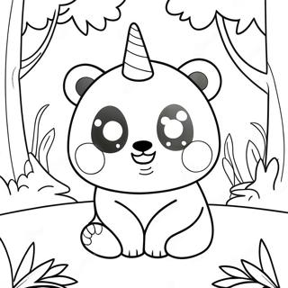 Cute Unicorn Panda In A Magical Forest Coloring Page 26553-24304