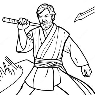 Obi Wan Kenobi In Battle Coloring Page 26653-24382