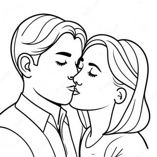 Cute Couple Kissing Coloring Page 26673-24397