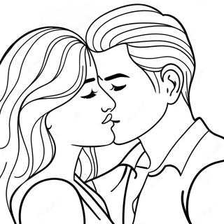 Cute Couple Kissing Coloring Page 26673-24398