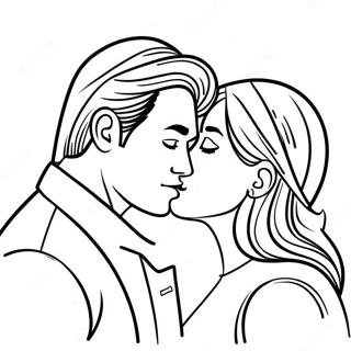 Cute Couple Kissing Coloring Page 26673-24400